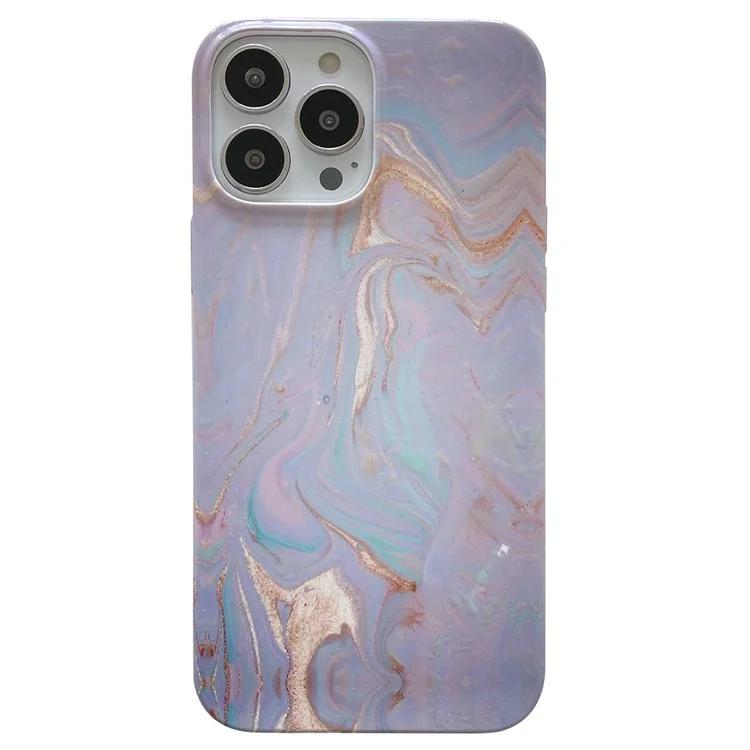 

For iPhone 14 Pro Max Case Marble Pattern TPU Drop-Proof Cell Phone Cover - Purple