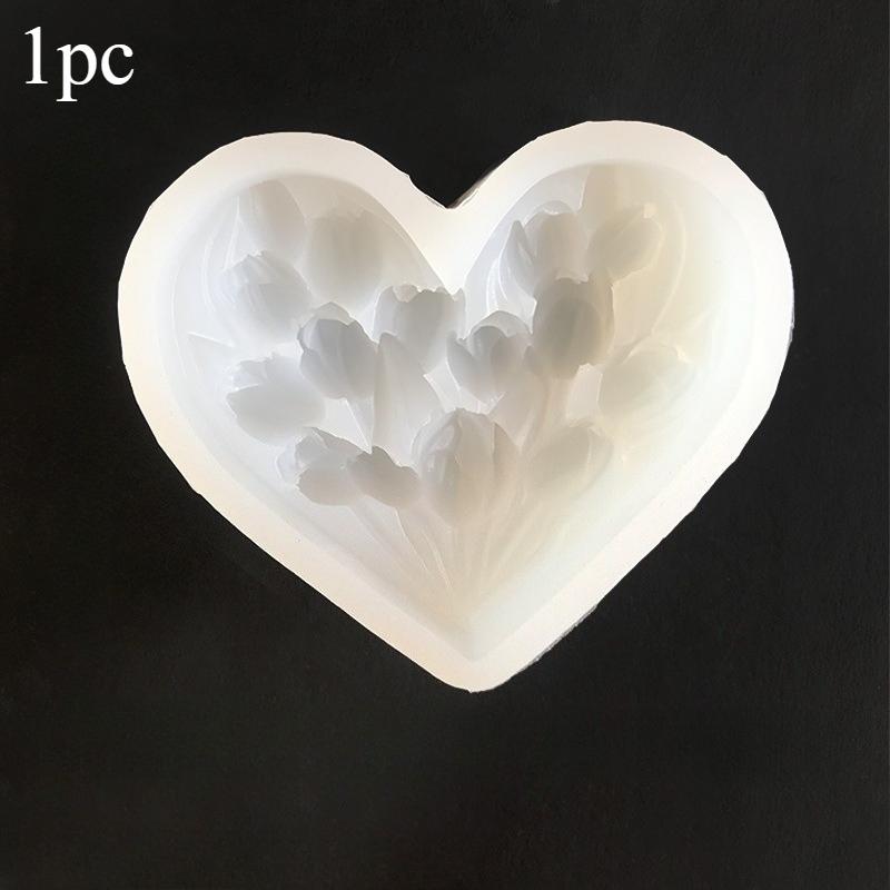 1pc Aroma Candle Plaster Car Diffuser Stone Molds Handmade Candy Chocolate Making Mould DIY Tulip Love Flowers Silicone Mold