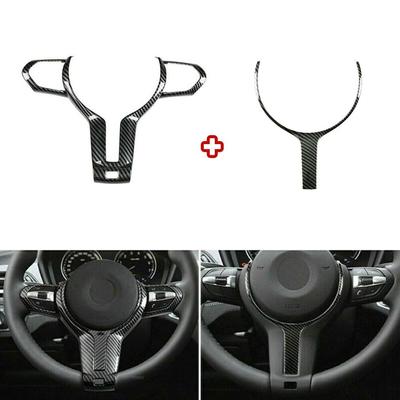 For BMW F10 F22 F30 F32 F10 M Sport Carbon Fiber Look Car Interior Steering Wheel Trim Cover Sticker Button Frame