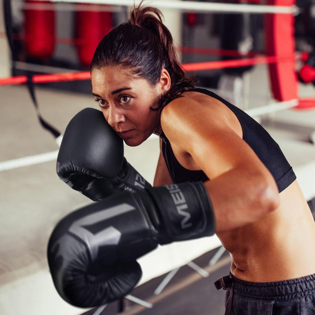 Meister Critical Boxing Gloves Ergonomic Training Gloves Matte Black 12 Oz - High-Density - -