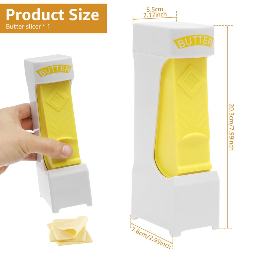 Butter Slicer One Click Stick with Stainless Steel Blade Butter Cutter Dispenser and Storage Case for Cheese Splitter