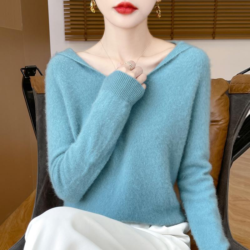 Women's Cashmere Sweater Qinghe Cashmere 30% Cashmere 70% Wool Autumn and Winter Pullover Warm and Fashionable