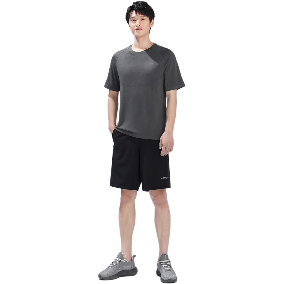 Anta Running Series Solid Color Logo Round Neck Short Sleeve T-Shirt Men Tops Black 152325114-4