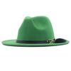 Autumn and winter woolen top hat British style classic flat edge jazz hat fashionable versatile women's hat metal buckle feather hat