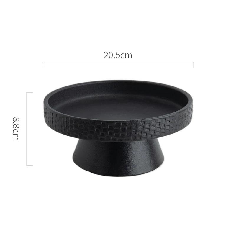 Round Ceramic Pasta Steak Plate Salad Bowl Soup Basins Cooking Plate Kitchen Solid Color Tableware High Foot Snack Desserts Tray