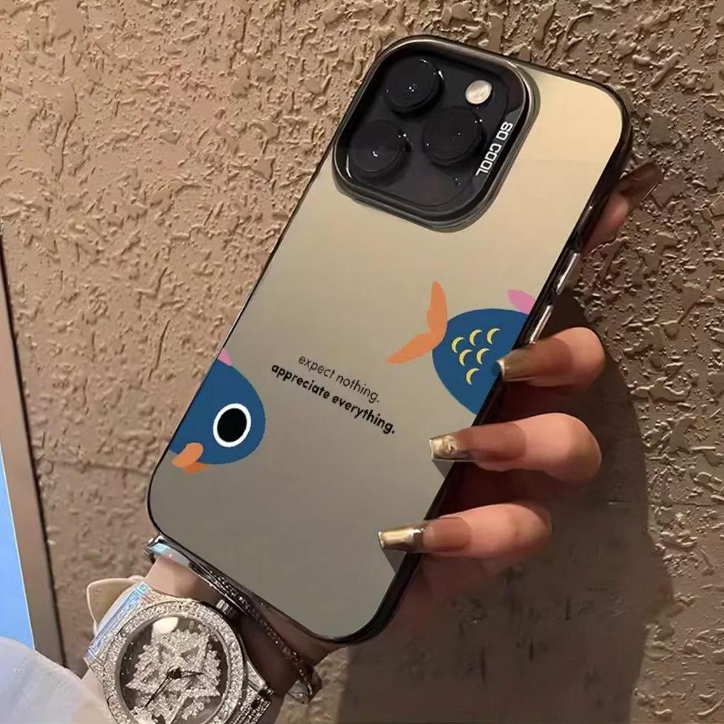 Srebrna muszla kreatywne etui ryba dla Apple 17, 16, 15 Pro & 14, 13, 12 ProMax