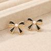 Vintage Metal Bow Inlay Zircon Stud Earrings for Women Exquisite Imitation Pearl Bowknot Charms Earrings Fashion Party Jewelry