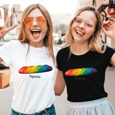 Fun Baguette Faguette LGBT Tshirts Women Men Short Sleeve Lesbian Bisexual Streetwear Fashion Crewneck GAY Trend Tshirts