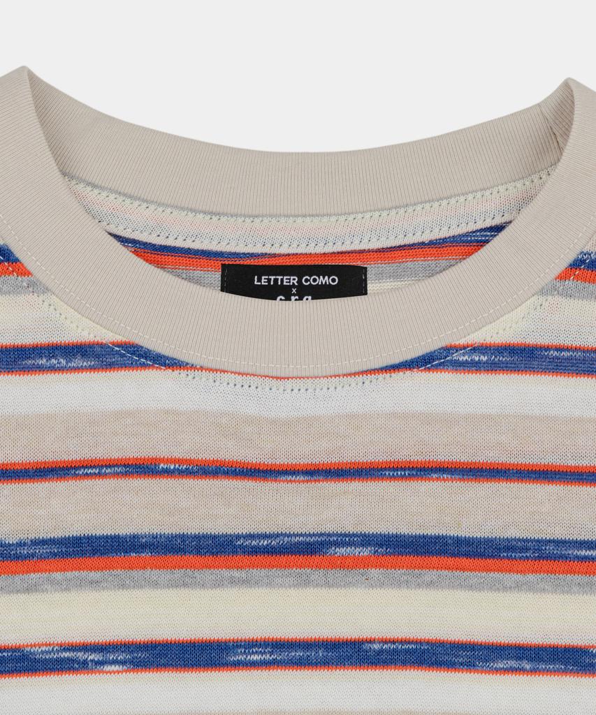 LETTERCOMO Avenue Striped Half Sleeve T-Shirt Orange Blue