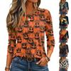 Haut pull à manches longues imprimé Halloween pour femme