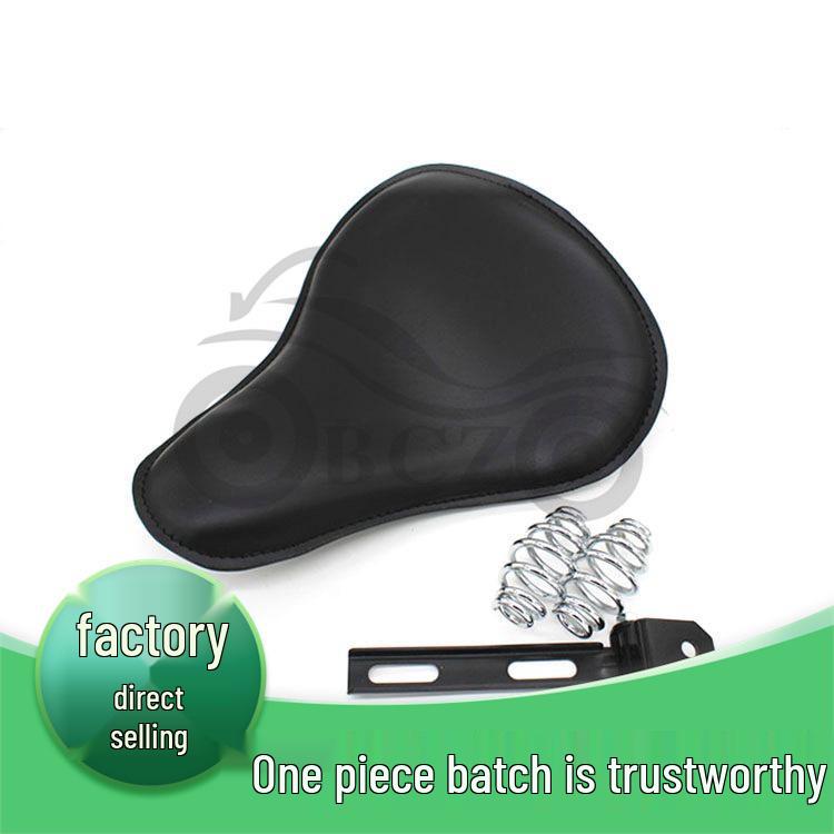 Harley Cruiser Retro Leather Seat Cushion & Bag for Motorcycles Brown Single Seat