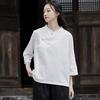 Cotton Linen Tops Chi-pao Collar Design Women Date Girls Elegant Retro Red White Shirt Blouse Vintage