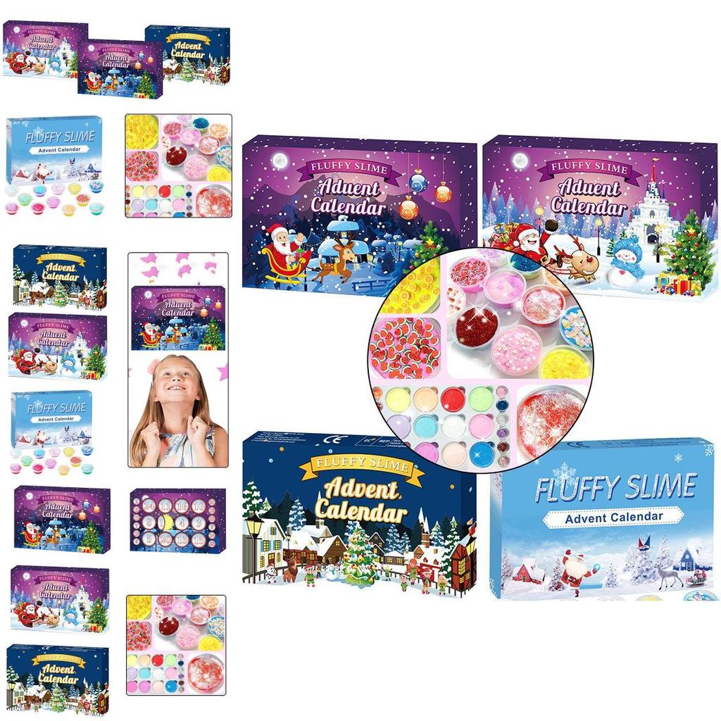 Fluffy Slime Adventskalender 24 Tage Countdown bis Weihnachten Kindergeschenk**