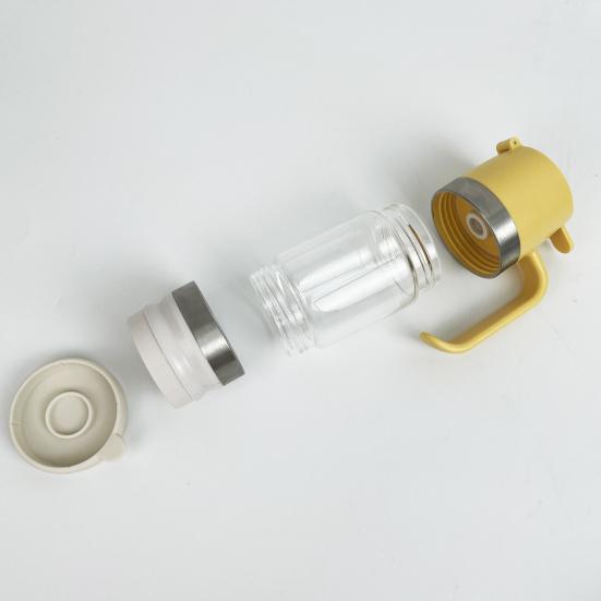 Glass Bottle Honey Syrup Dispenser Food Grade BPA Free Leakproof Glass Honey Dispenser Pot Syrup Storage Bottle with Handle