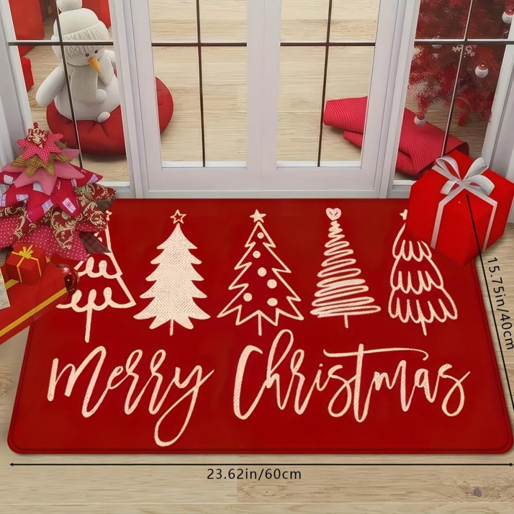 Christmas Tree Doormat, Machine-Washable Kitchen & Laundry Room Mat, Living Room, Bedroom, Bathroom Home Decor