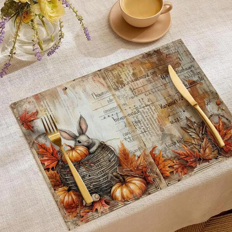 1PC Retro Autumn Linen Placemat Vintage Kitchen Decor Dining Table Coaster Pad Bowl Coffee Cup Mats