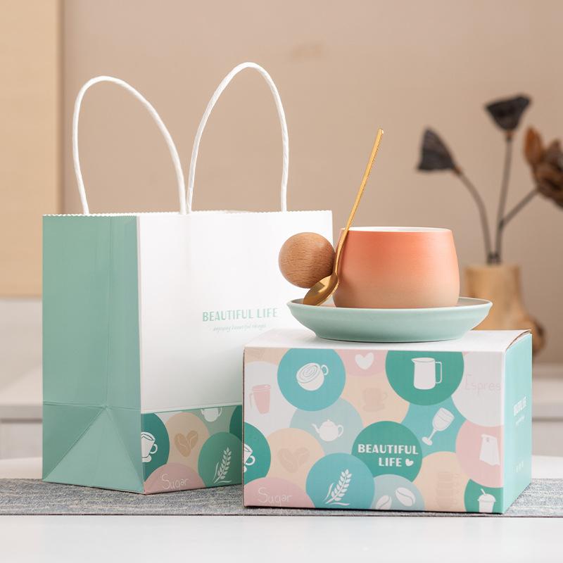 High-end Coffee Cup Set, High-end Afternoon Tea, Latte Flower Cup, Women's Exquisite High-value Light Luxury Couple Cup, Breakfast Cup