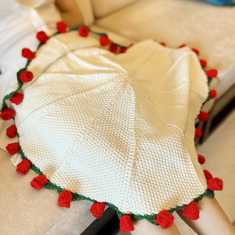 Fashion Rose Bouquet Blanket Finished Rose Nap Blanket Knitted Flower Blanket  Birthday Gift