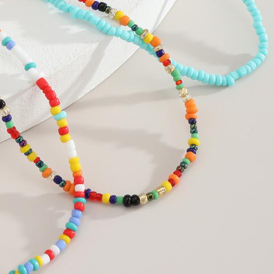 7Pcs Women Bracelets Beaded Colorful Jewelry Elastic Contrast Color Beads Anklets Bracelets for Beach