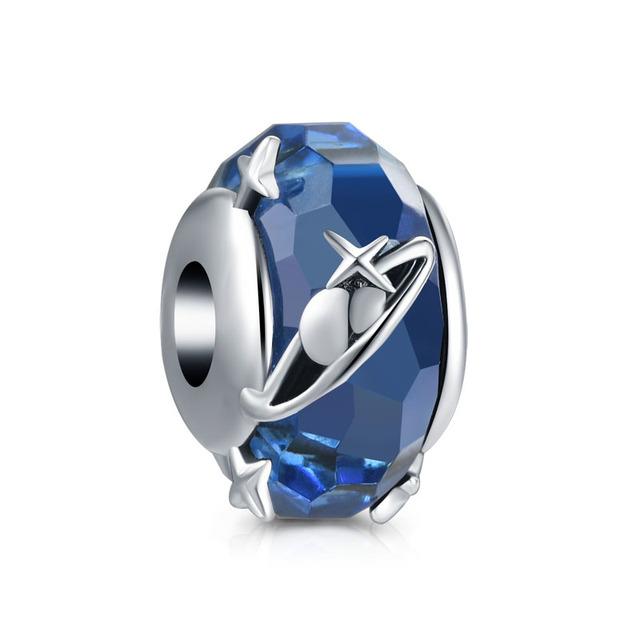 925 Sterling Silver Airplane Blue Murano Glass Pink Flower Diy Fine Beads Fit Original Charm Bracelet Women Jewelry F001
