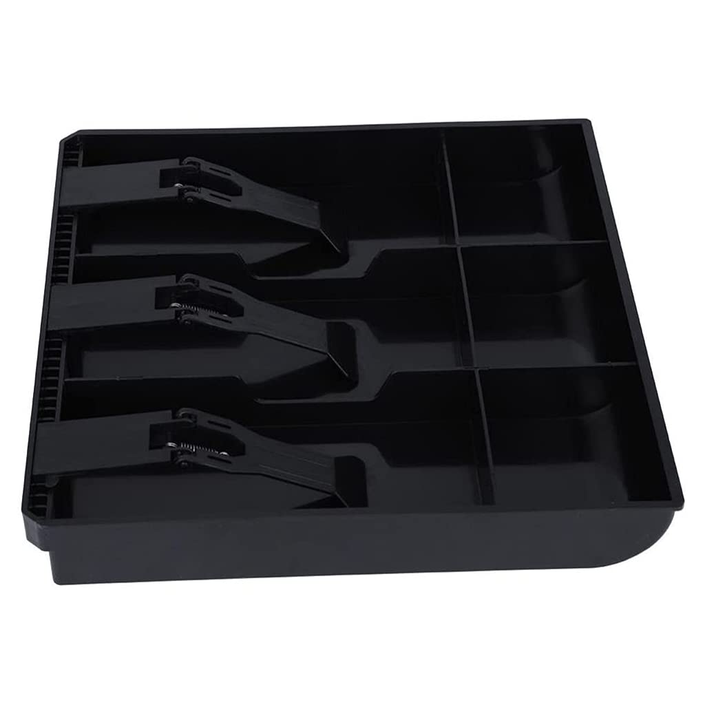 Cash Register Drawer Tray for Notes and Coins, Retail Counter Money Organizer, Black, 40.4D x 24.4W x 3.5H Centimeters