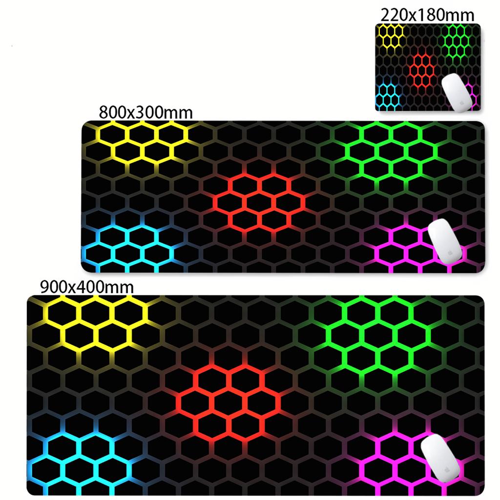 PC Tastaturmatte Geometrisch Großes Mauspads Sechseck Gamer Kissen Wabenmuster Mauspads Gummi Übergröße Schreibtischunterlage Kunst Design Schreibtischteppich