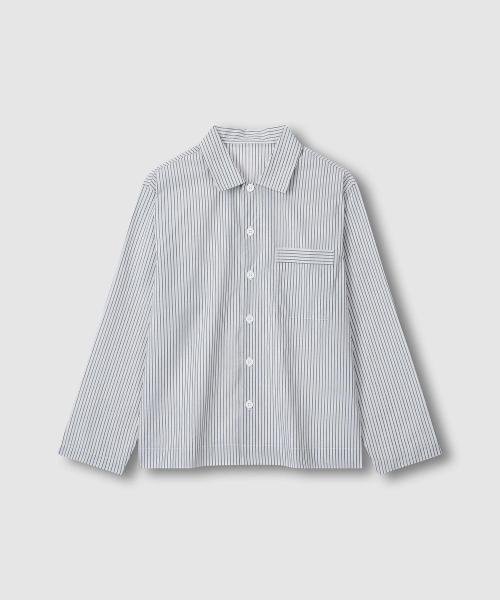 

[JAJU] Unisex 60s Cotton Long Sleeve Lounge Shirt [Shipped from Korea] 100% Authentic Light Navy - S