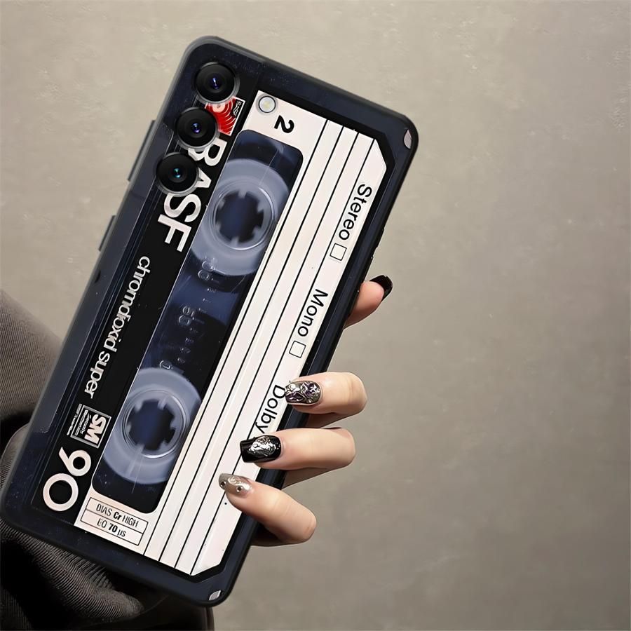 Retro Cassette Tape Case for Samsung Galaxy A41 A24 A55 A26 A72 A36 A23 A53 A32 A22 A52 A51 A73 A35 A25 A71 Black Soft Phone