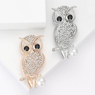 Fashion Luxury Rhinestone Owl Brooch, Personalized Creative Women'S Clothing Accessories Corsage Animal Pin
