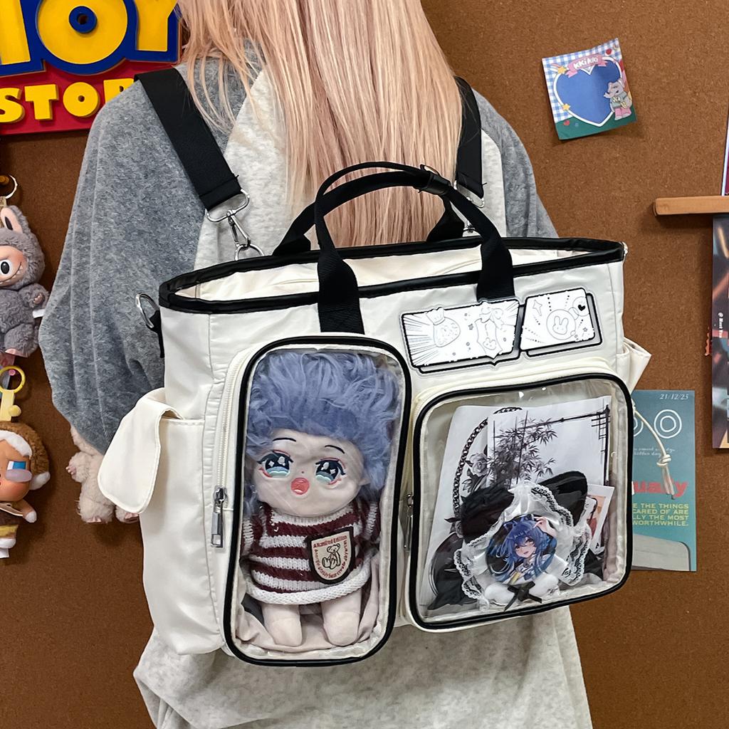 Nuovi Zainetti Ita Carini Y2K Borsa a Spalla Grande Capacità Borsa a Mano Trasparente per Ragazze Lolita Espositore per Spille Fai da Te Borsa a Tracolla