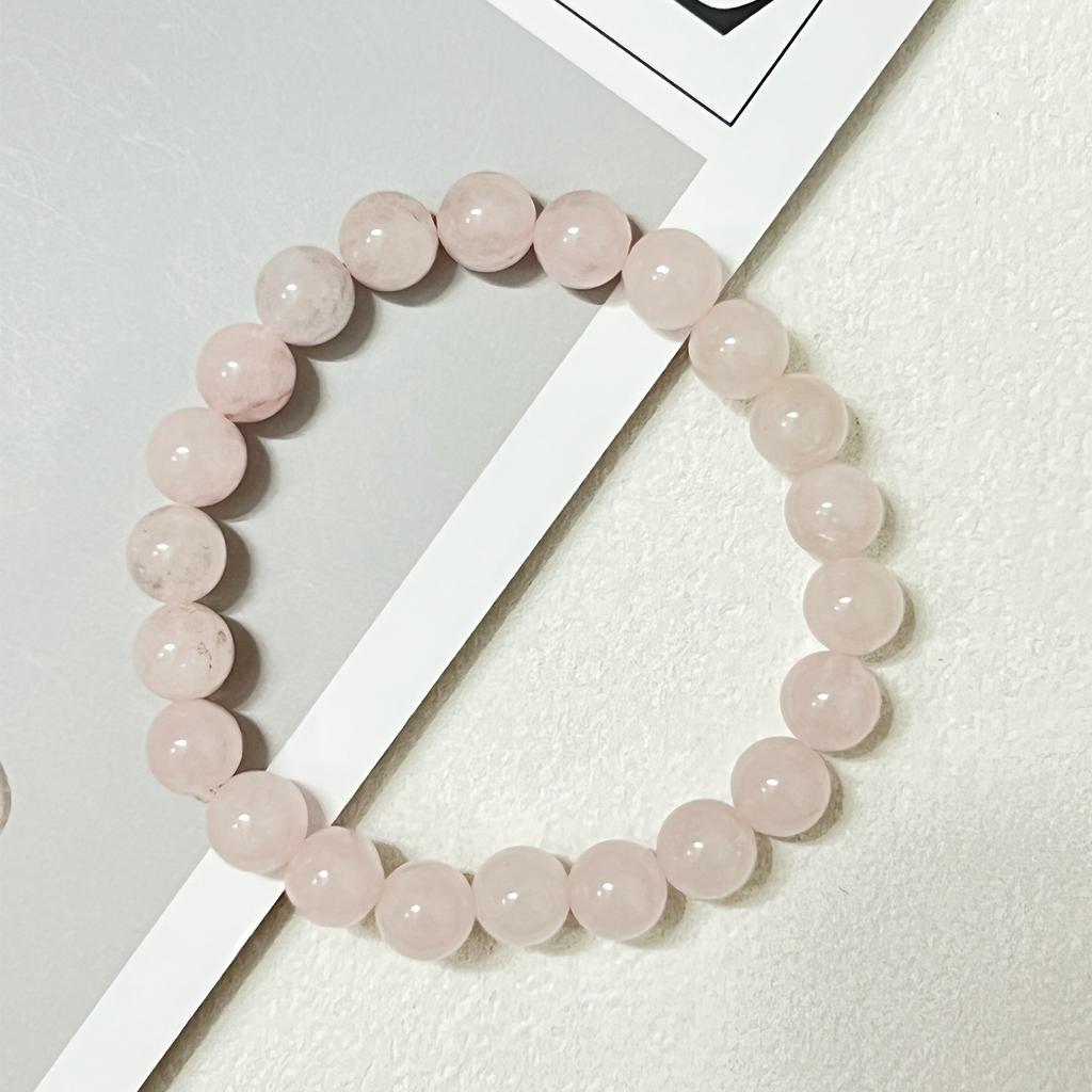 Pink Crystal Bracelet for Women 8mm Round Beads Beaded Bracelets 10mm Semi-Precious Gemstone Bangle Jewelry Gifts