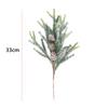 13in Christmas Fake Frosted Pine Pick W/Pinecone Artificial Flocking Pine Pick Fake Greenery Tree Branch for White Winter Decor