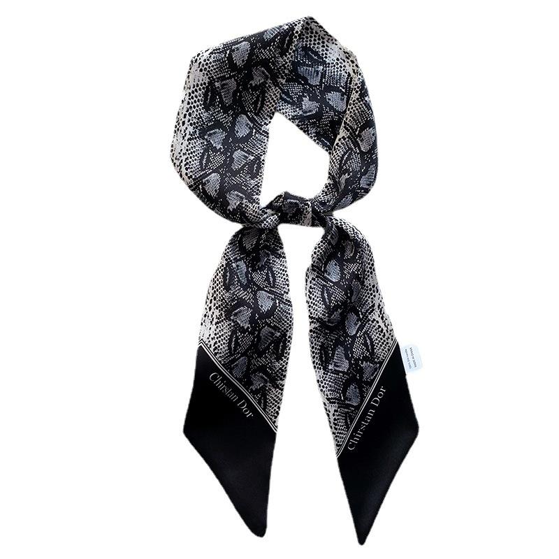 Spring and Autumn Scarf for Women with Long Streamers  Collarbone Scarf  Leopard Print  Tie  Hairband  Women