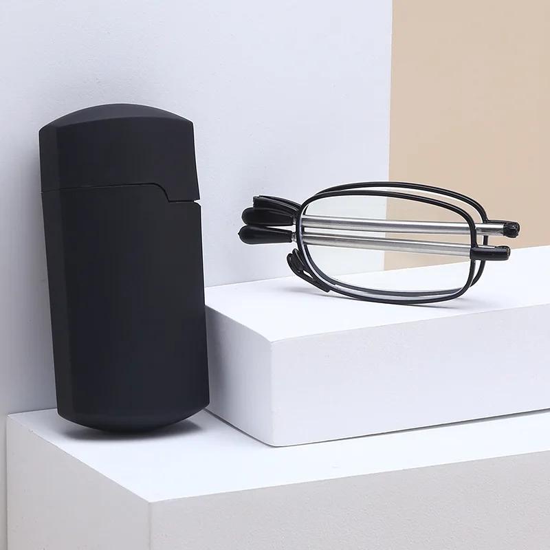 Gafas de lectura plegables y portátiles con cremallera y nuevas antenas y patas telescópicas, gafas para presbicia antiazul, gafas unisex ultraligeras
