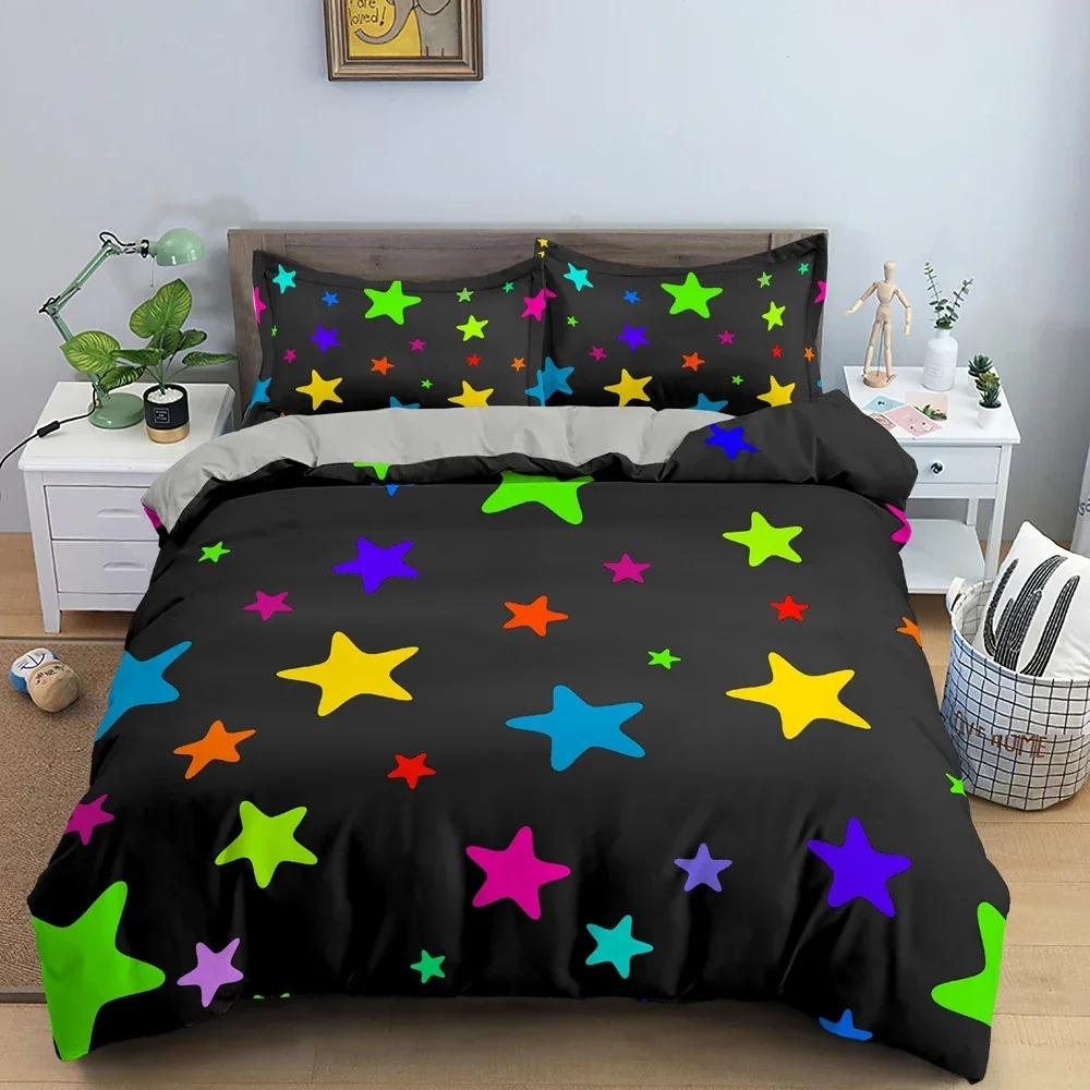 New Fashion Star Pattern Duvet Cover Colorful Stars Print Quilt Covers For Bedroom Single Twin Queen King Bedding Set Home Decor