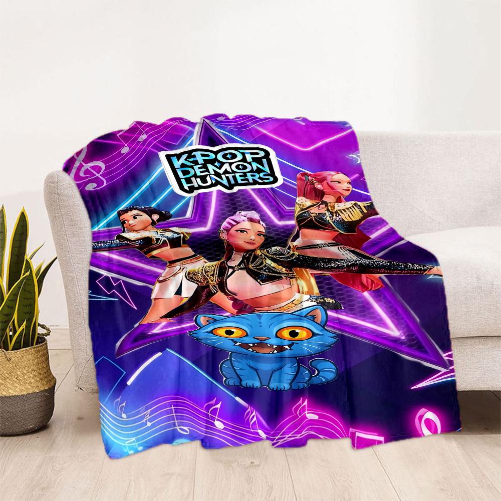 1pc K-Pop Demon Hunters Blanket Comfortable Soft Lightweight Multi Seasonal Blanket Travel Camping Picnics Sofa Office bedroom Perfect Gift Friends