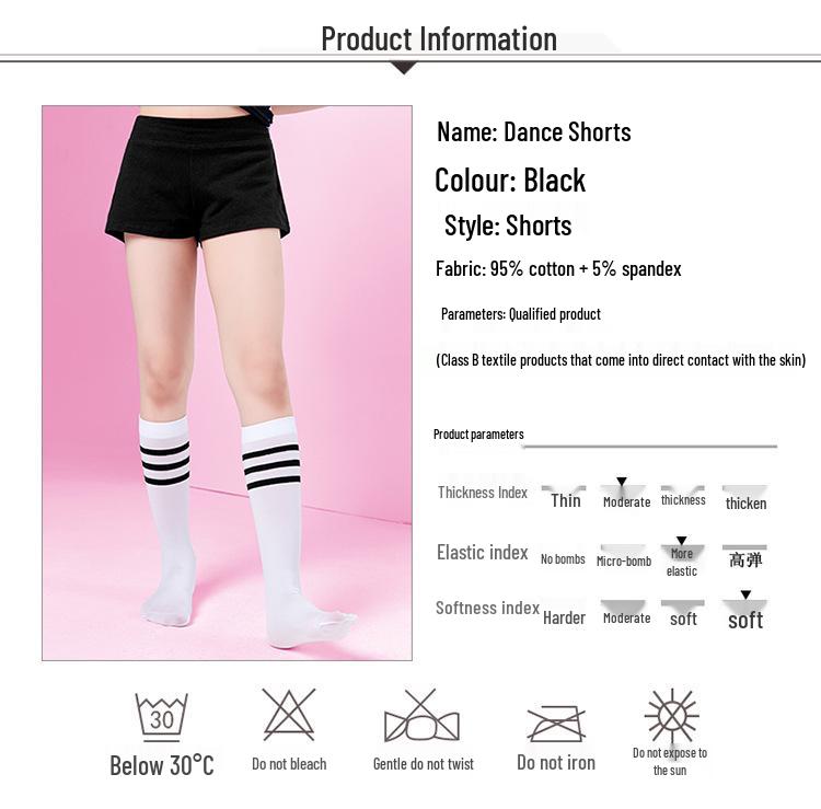 Girls' Ballet and Dance Flat-Legged Black Shorts