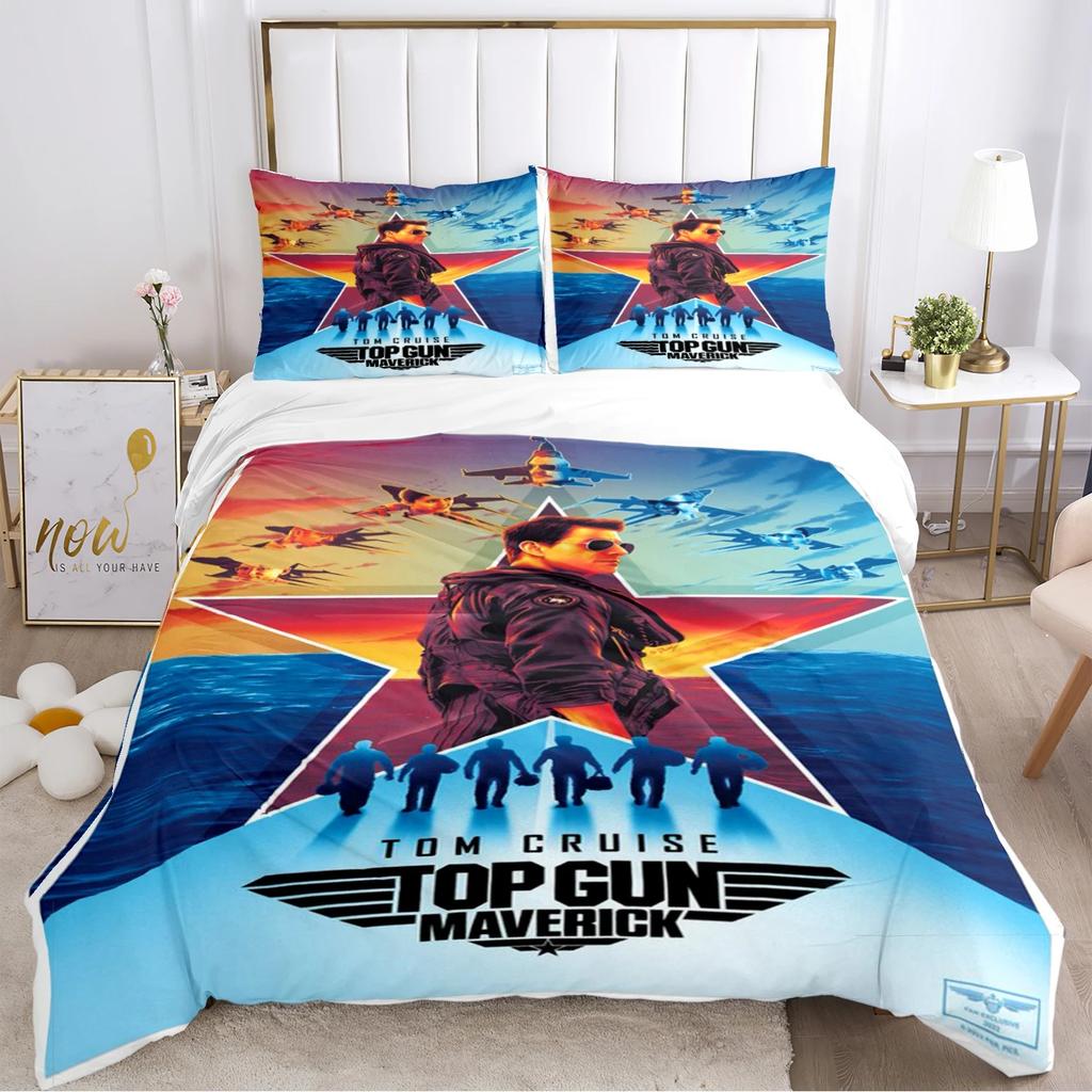 3D HD Print Classic Movie Top Gun Bedding Set,Top Gun Duvet Cover Comforter Soft Quilt Cover and Pillowcases For adults children