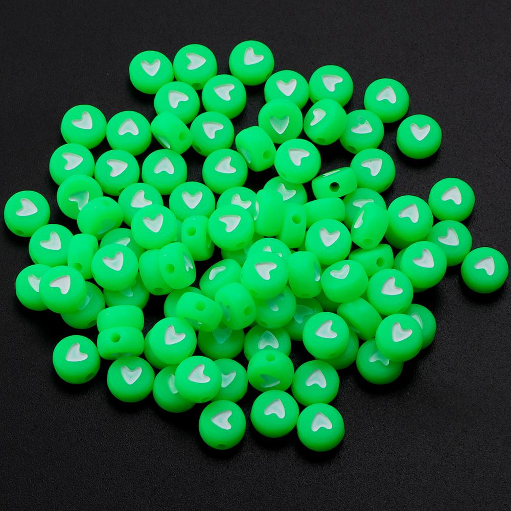 100pcs/lot 7mm Acrylic Heart Beads Flat Round Colorful Loose Spacer Beads For Jewelry Making DIY Necklace Bracelets Accessories