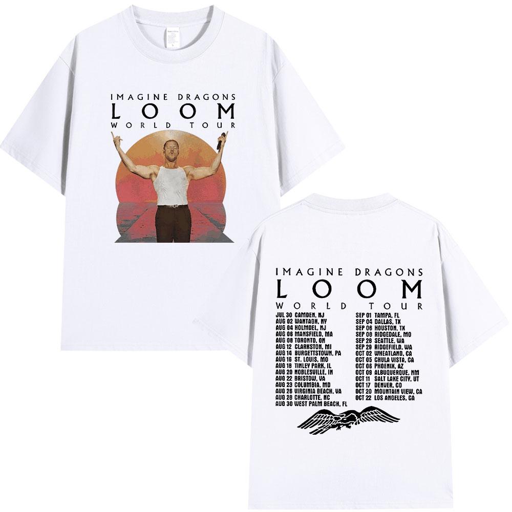 Rock Band Imagine Dragons Loom World Tour T Shirt Hip Hop Street Style T-shirt Men's Women Clothing Cotton Short Sleeve T-shirts