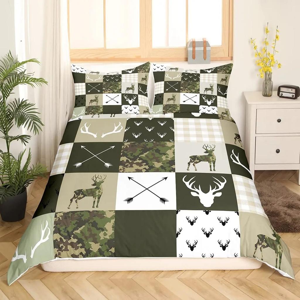 Wild Deer Comforter Sets For Kids Teens,American Flag Camo Bedding Sets Full Size Comforter Sets With 1 Comforter 2 Pillowcase