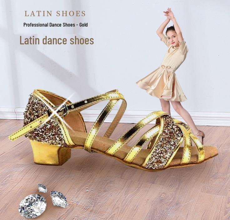 Banqiao Di Girls' Latin Dance Shoes - Spring/Summer Five Strap Practice and Competition Shoes