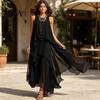Fat Hiding Loose Dress Women's Flowy Chiffon Dress, Sleeveless Crew Neck Asymmetrical Hem Plus Size Women Long Summer Layered Cocktail Wedding