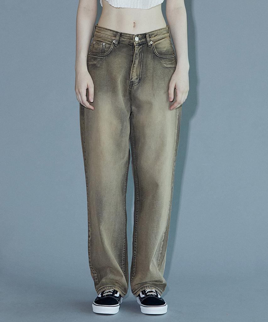 PINBLACK Vintage Washed Denim Pants Beige