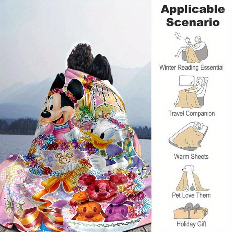 1pc, Minnie and Friends (3) Home Decor Blanket: A Cozy Flannel Throw for Bedroom, Living Room, Travel, Camping, Car