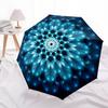 1pc Blue Flower Mandala Automatic Opening Folding Umbrella with 8-Bone Iron Frame - Portable Outdoor for Fans, Travelers, Daily Use, Festive Gift.J028
