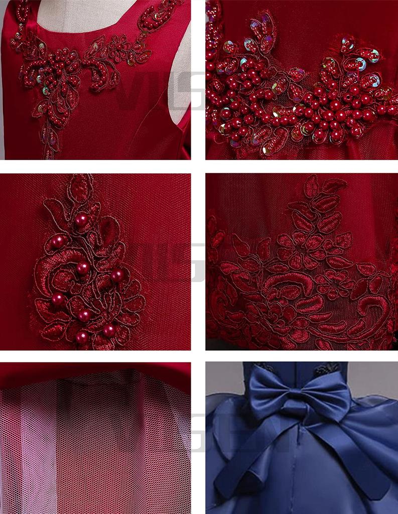 VIISEN Junior Piano Recital Formal Kids Concert Wedding Elegant Embroidered Formal Sizes Size Children's Dress, Dress, Dress, Dress, Dress, Dress,
