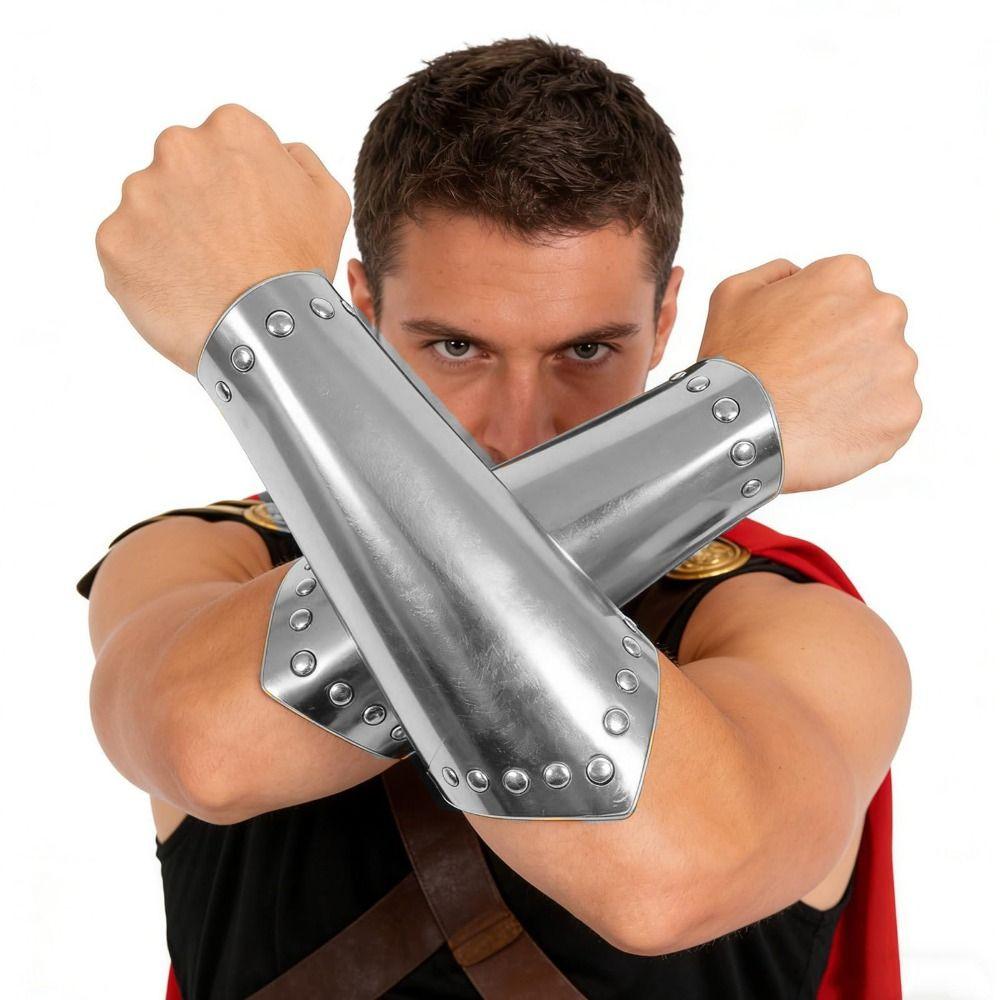 Shiny Metallic Knight Arm Guard Role Playing Cosplay Arm Cuff Medieval Bracers Renaissance Party