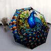 1pc Peacock StainedGlass Auto Open/close, All-Season Portable Folding Umbrella for Women & Men, Travel, Everyday, Formal Events - Compact Luxury Paras