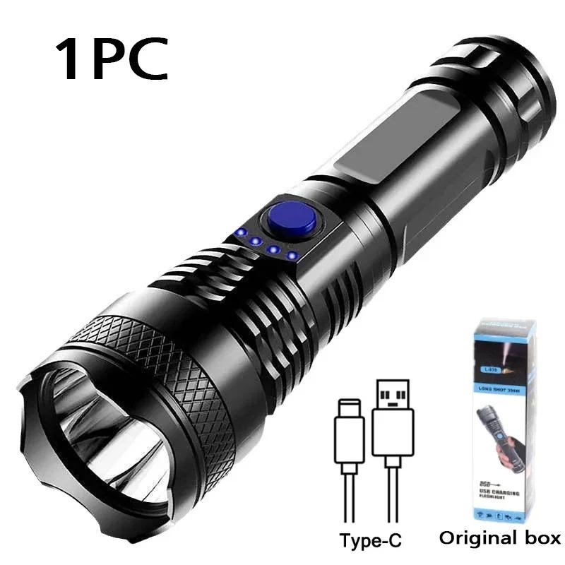 

High Power LED Mini Flashlight Rechargeable Light Bright Telescopic Zoom Handheld Hunting Torch Light for Emergency Hiking 1pc чорний